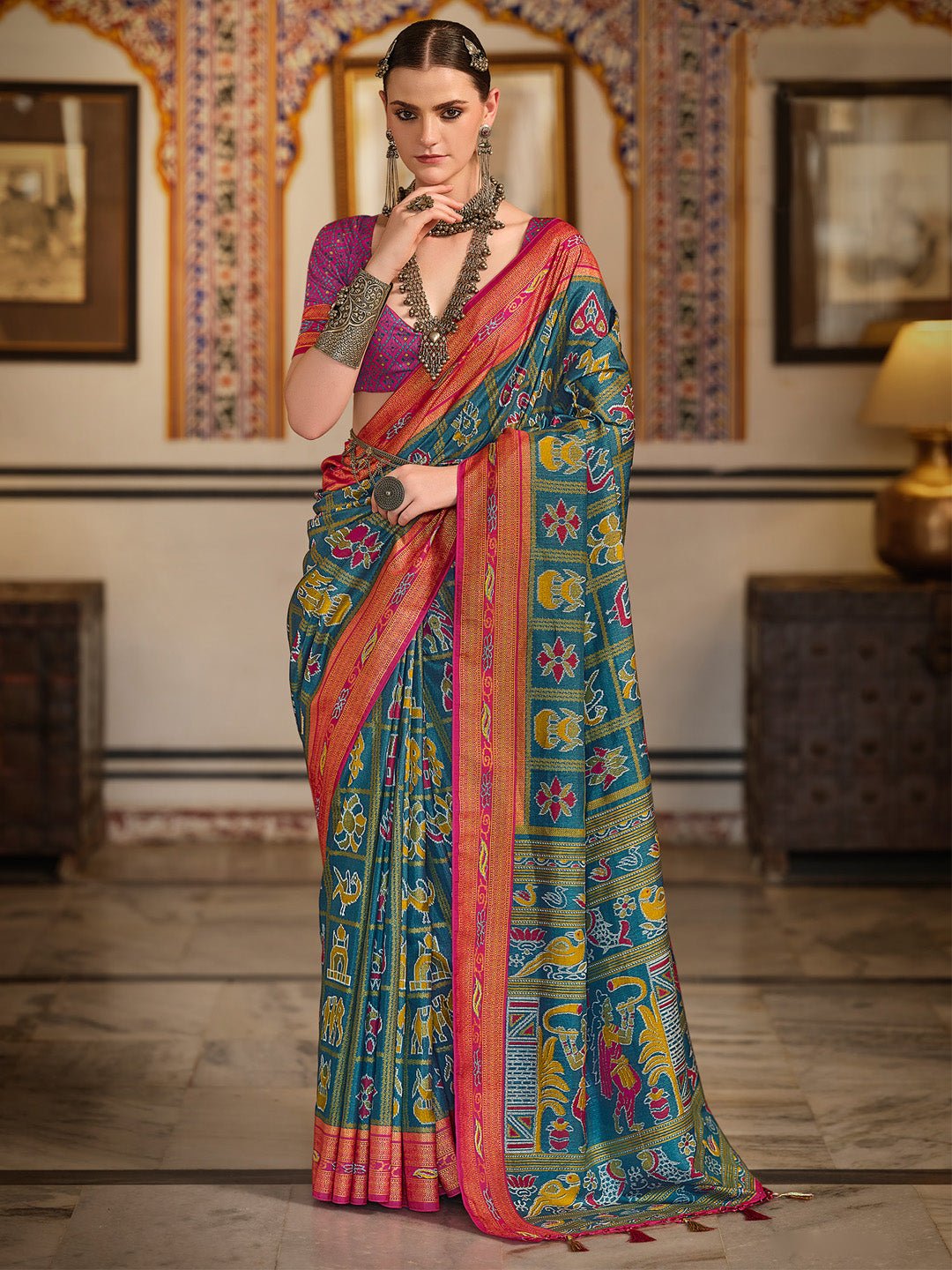 Banarasi Silk Pichwai Patola Zari Border Saree - Ressa