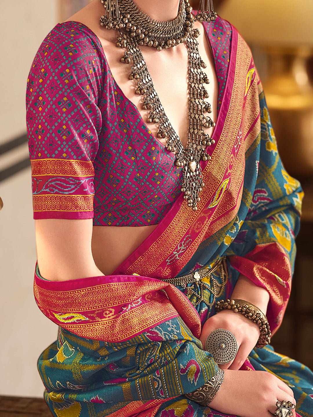 Banarasi Silk Pichwai Patola Zari Border Saree - Ressa