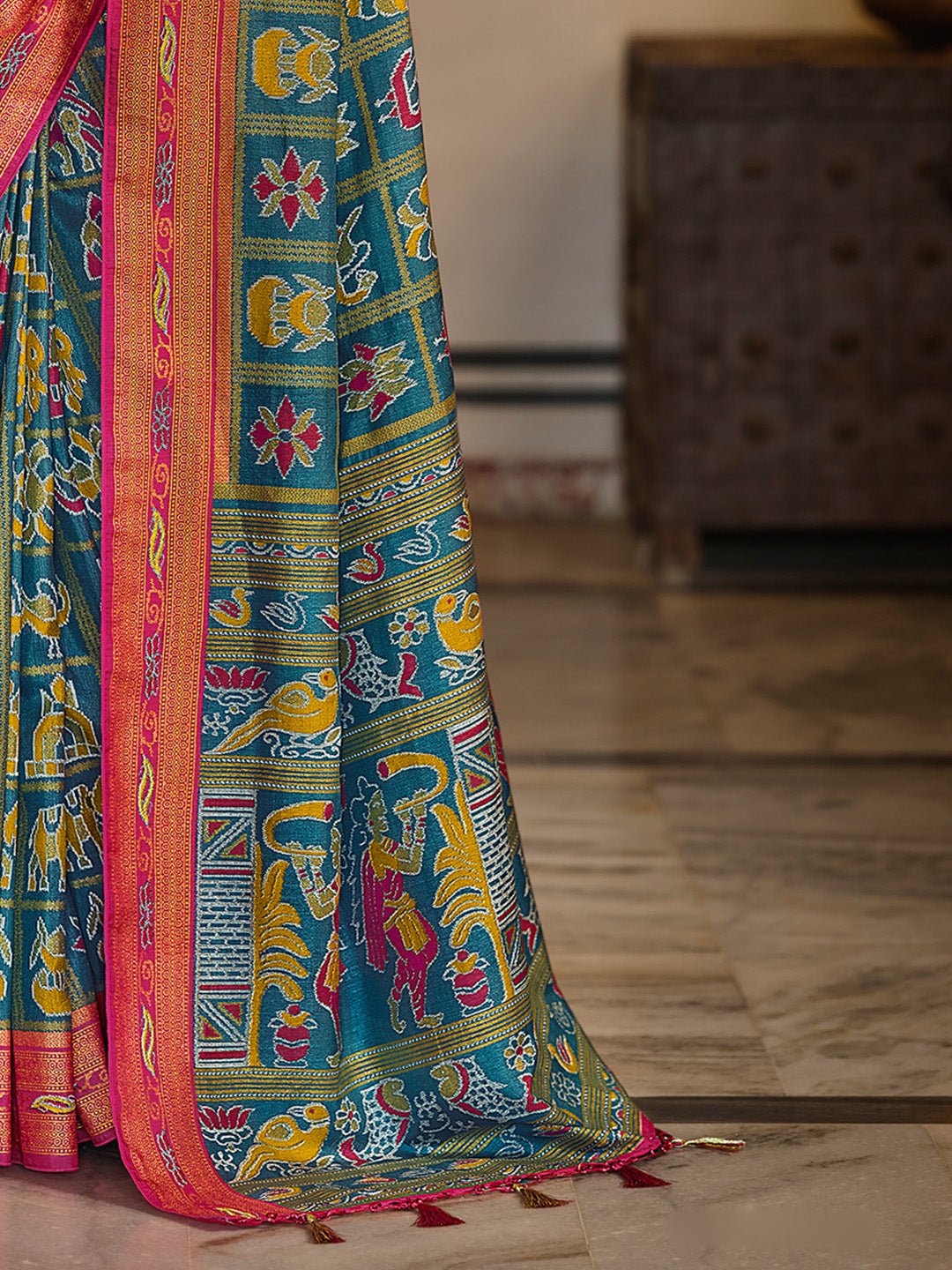 Banarasi Silk Pichwai Patola Zari Border Saree - Ressa