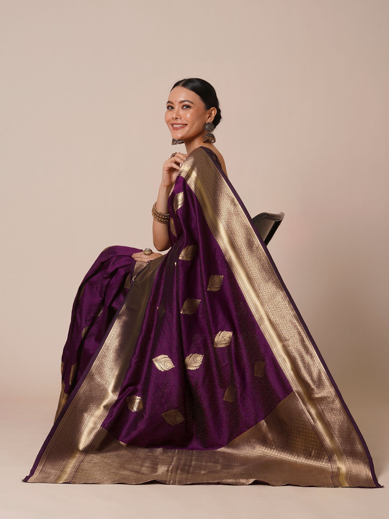 Banarasi Silk Saree with Gold Zari Weave - Ressa