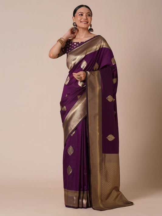 Banarasi Silk Saree with Gold Zari Weave - Ressa