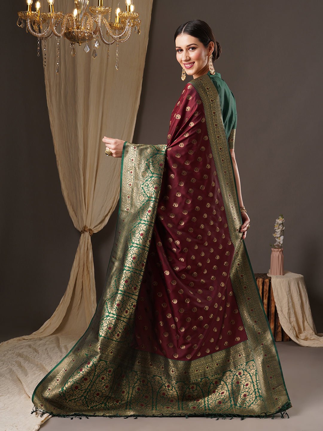 Banarasi Silk Saree with Gold Zari Weave - Ressa