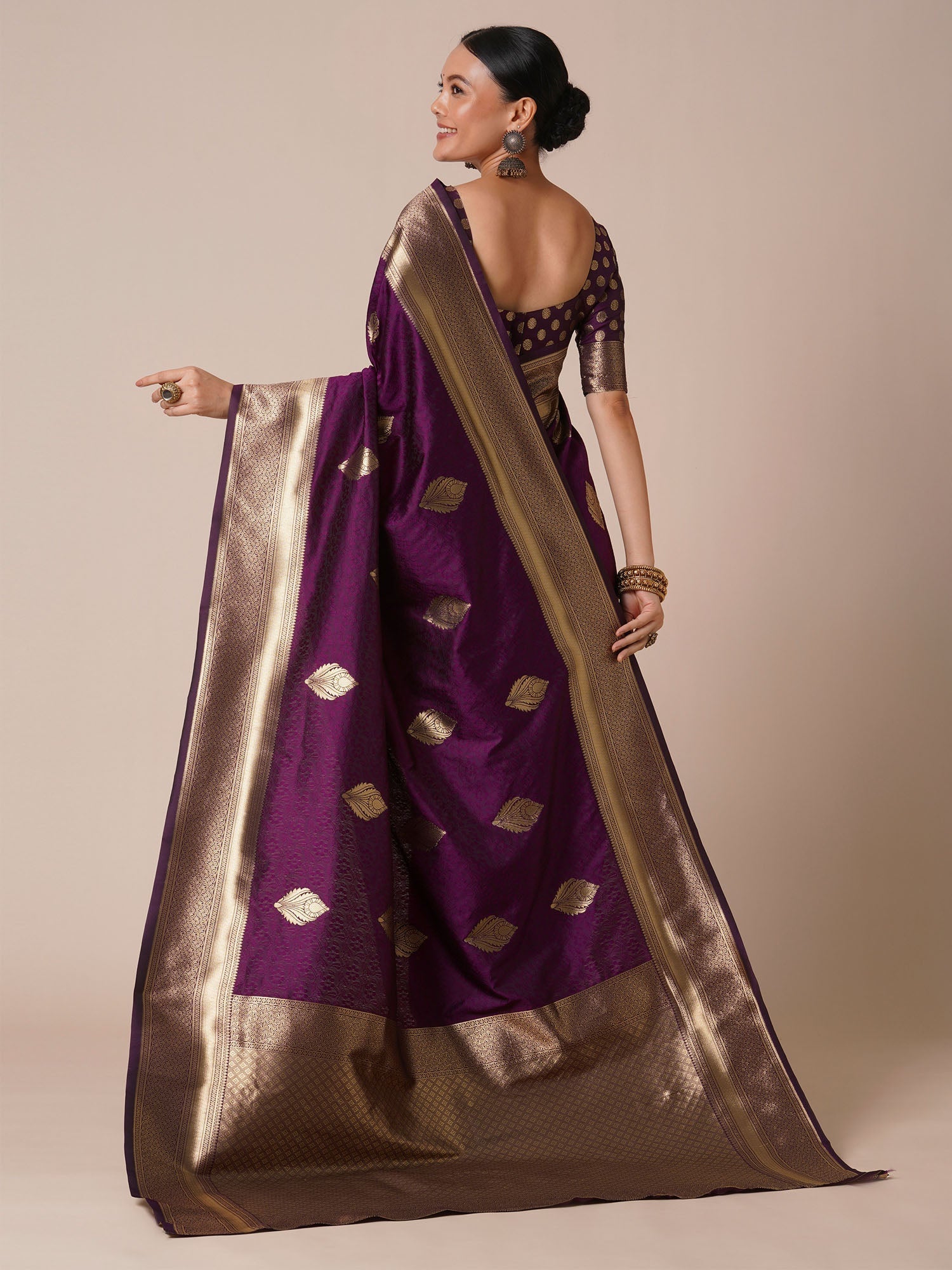 Banarasi Silk Saree with Gold Zari Weave - Ressa