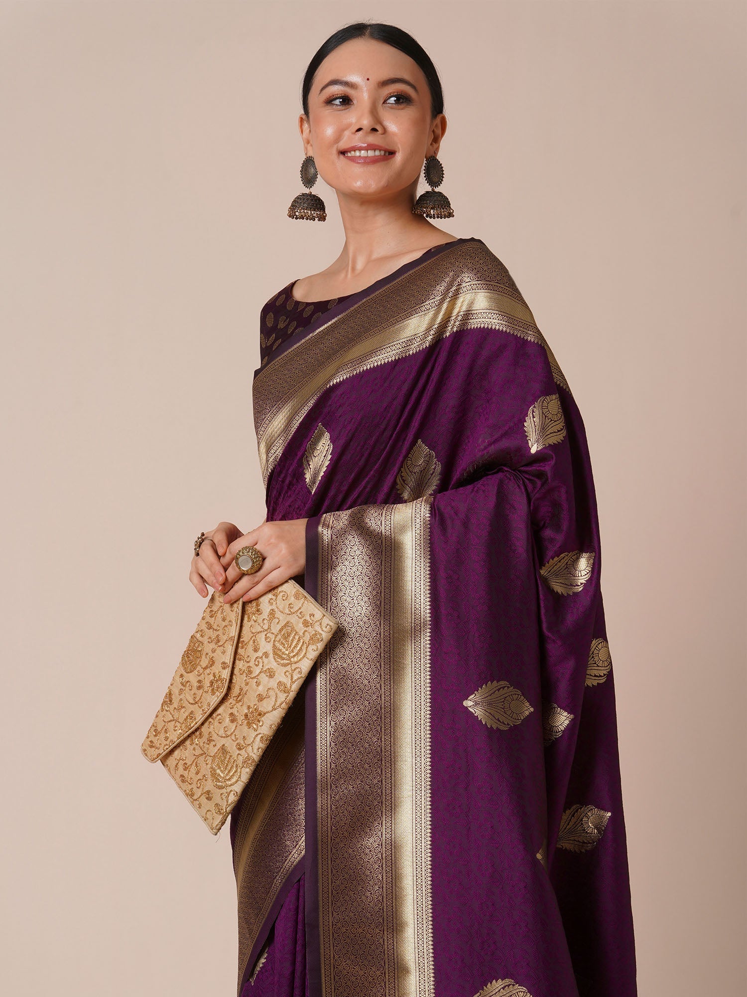 Banarasi Silk Saree with Gold Zari Weave - Ressa
