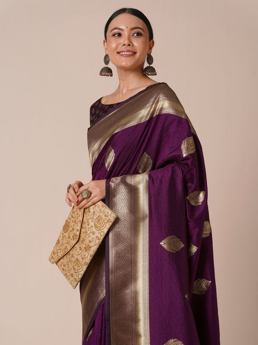 Banarasi Silk Saree with Gold Zari Weave - Ressa