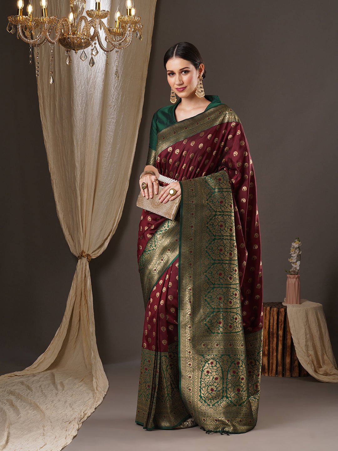 Banarasi Silk Saree with Gold Zari Weave - Ressa
