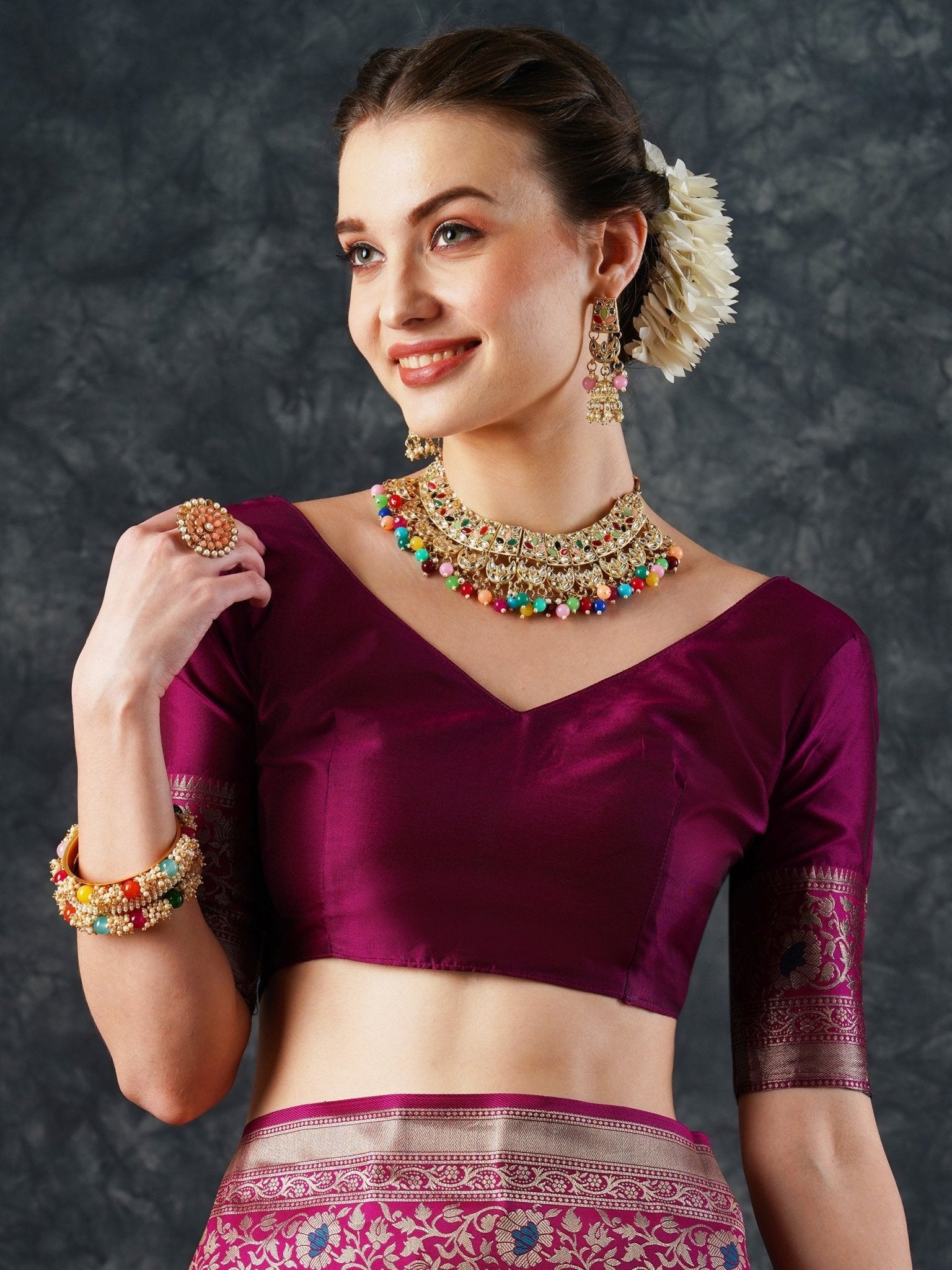 Banarasi Silk Saree with Meenakari Bootis - Ressa