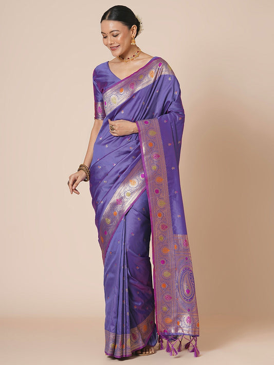 Banarasi Silk Saree with Meenakari Weave - Ressa