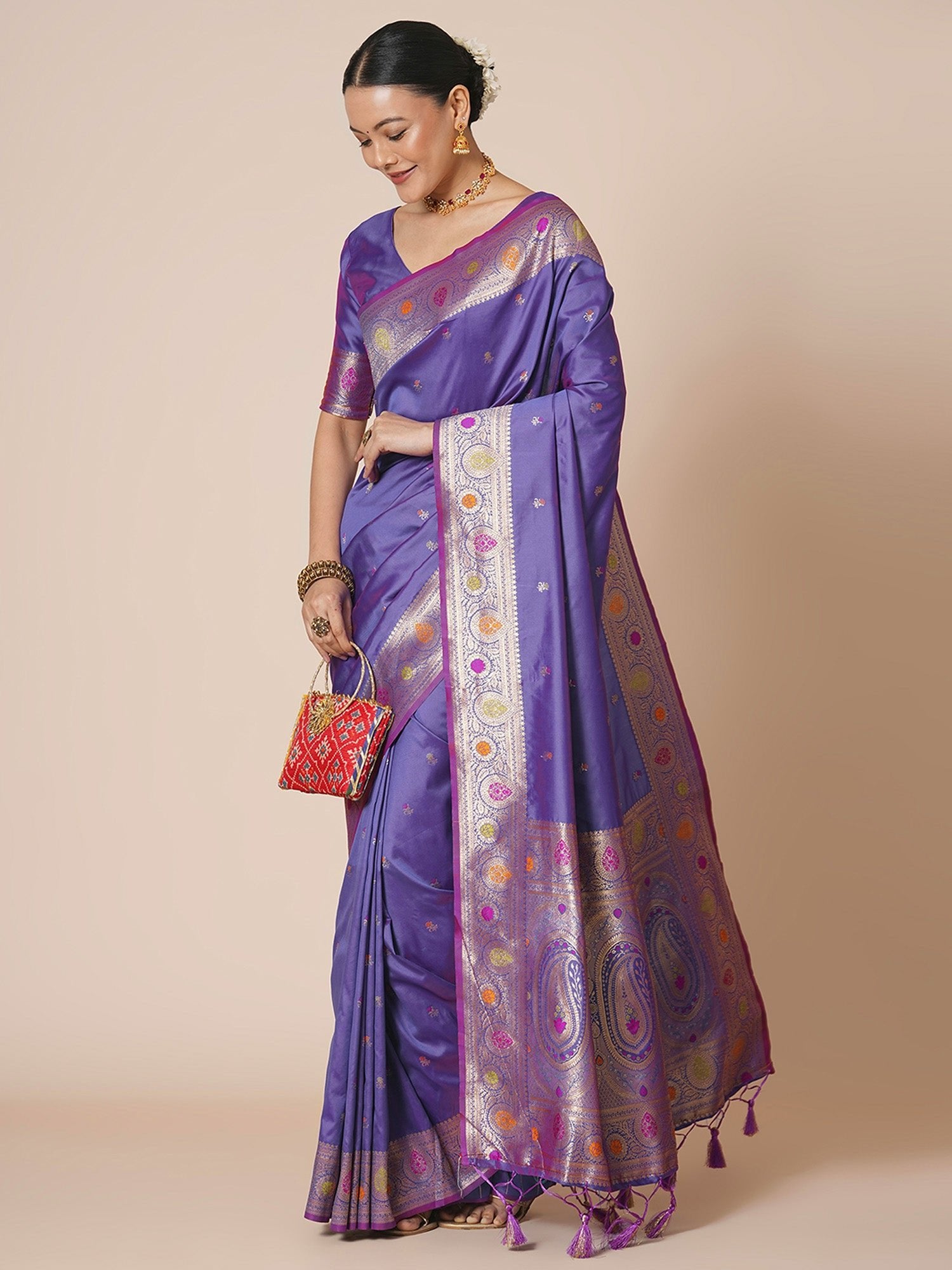Banarasi Silk Saree with Meenakari Weave - Ressa