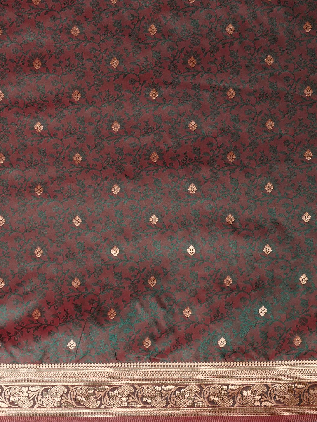 Banarasi Silk Saree with Multicolour Zari Booties. - Ressa