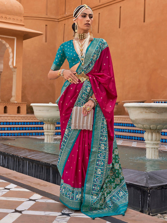 Banarasi Woven Silk Blend Gold Zari Floral Buti Saree - Ressa
