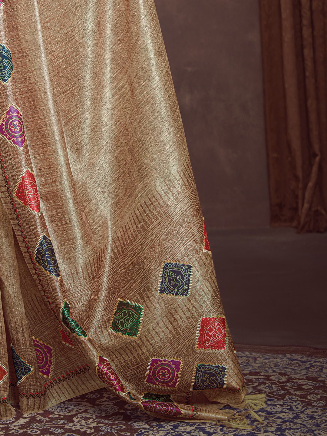 Bandhani Embroidered Silk Cotton Saree - Ressa