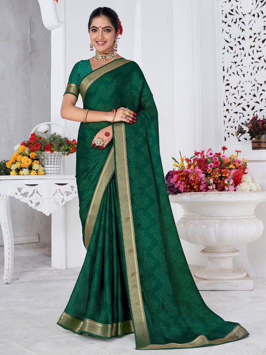 Bandhani Zari Border Georgette Saree - Ressa