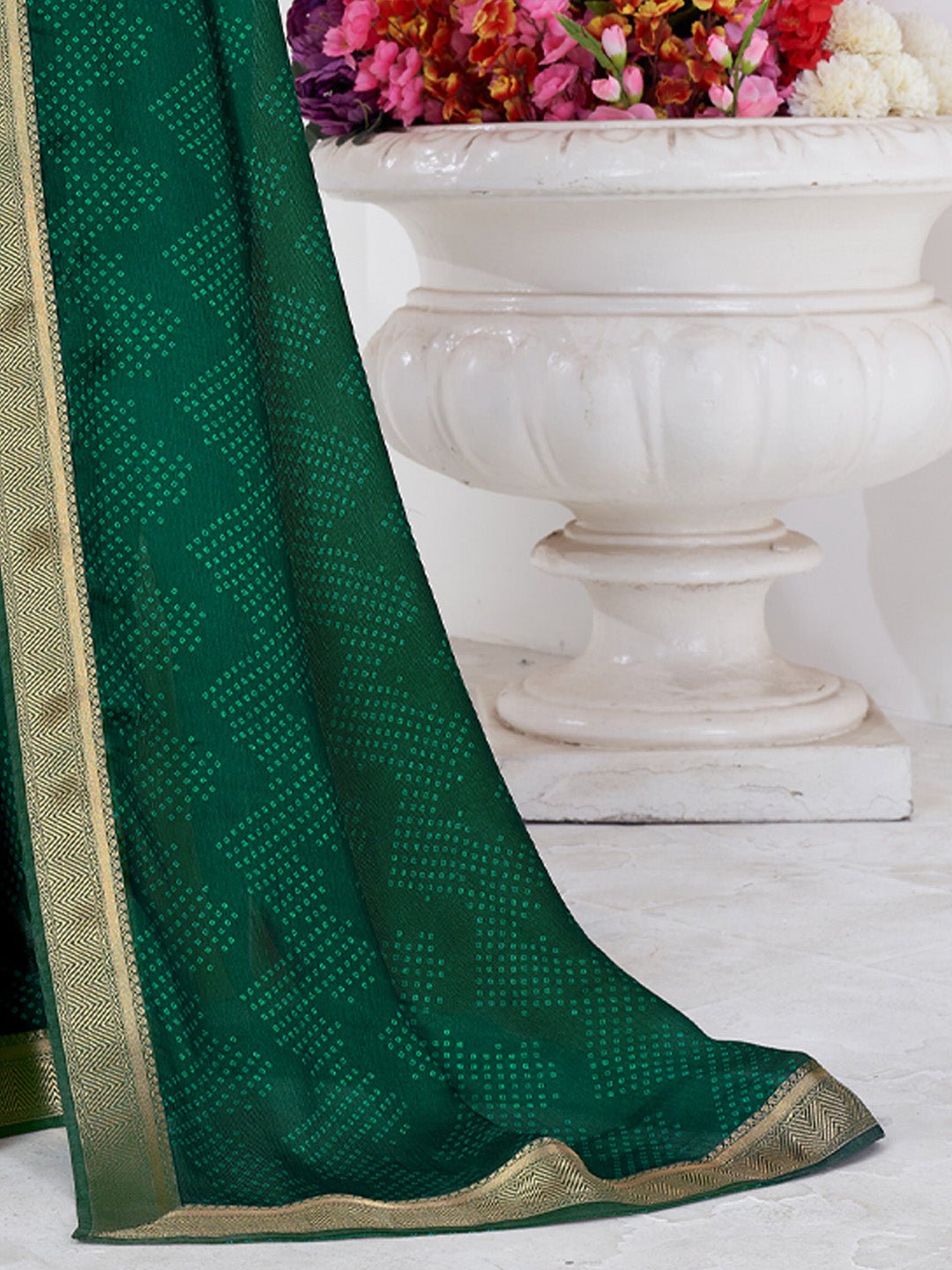 Bandhani Zari Border Georgette Saree - Ressa