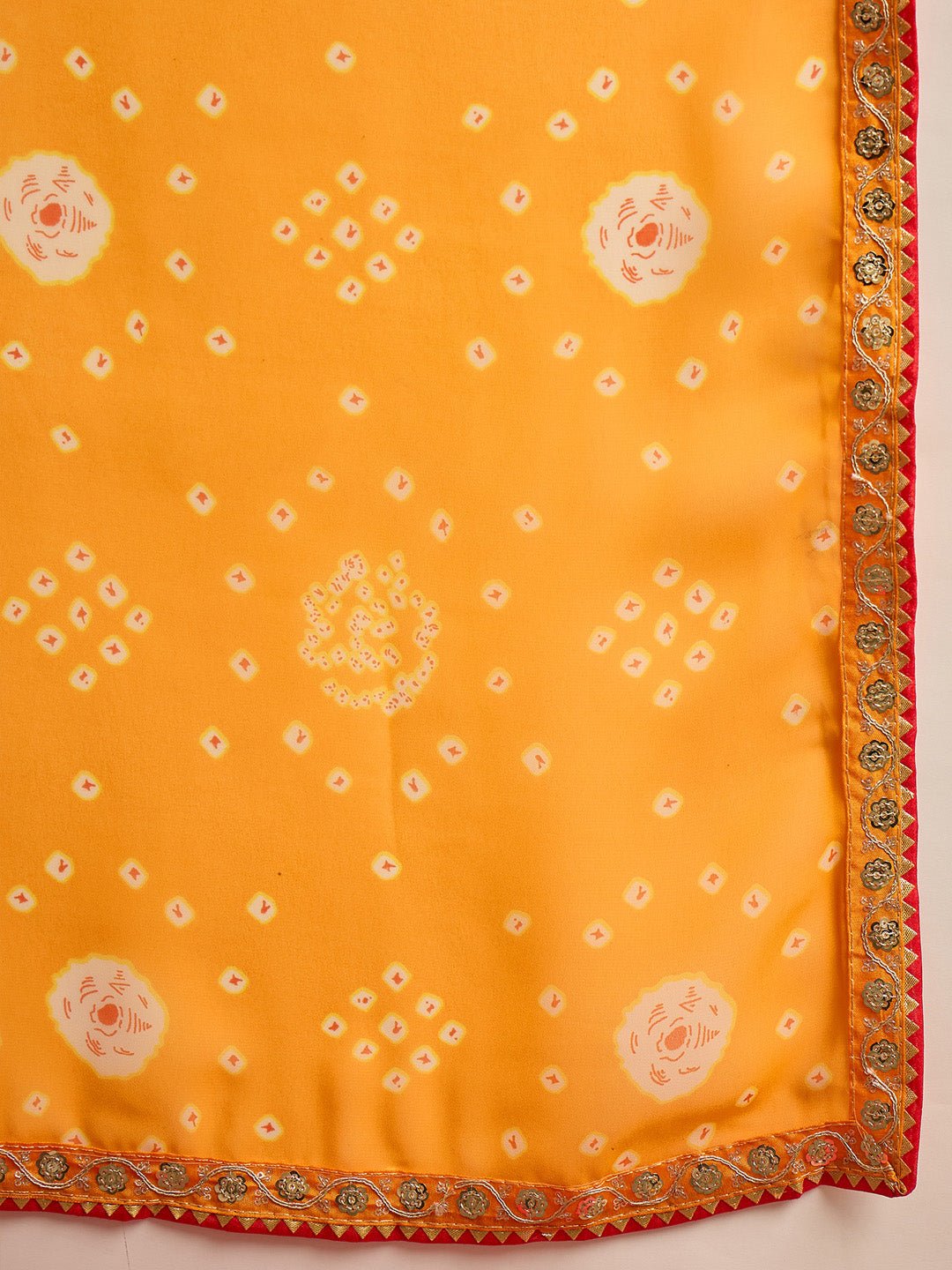 Yellow Bandhani Printed Saree - Ressa