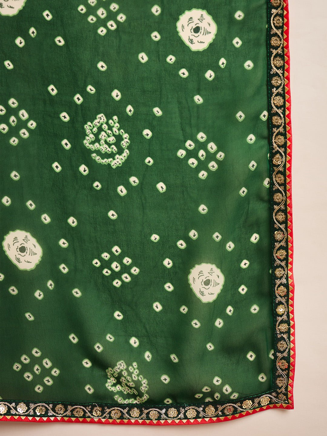 Green Georgette Bandhani Printed Saree - Ressa