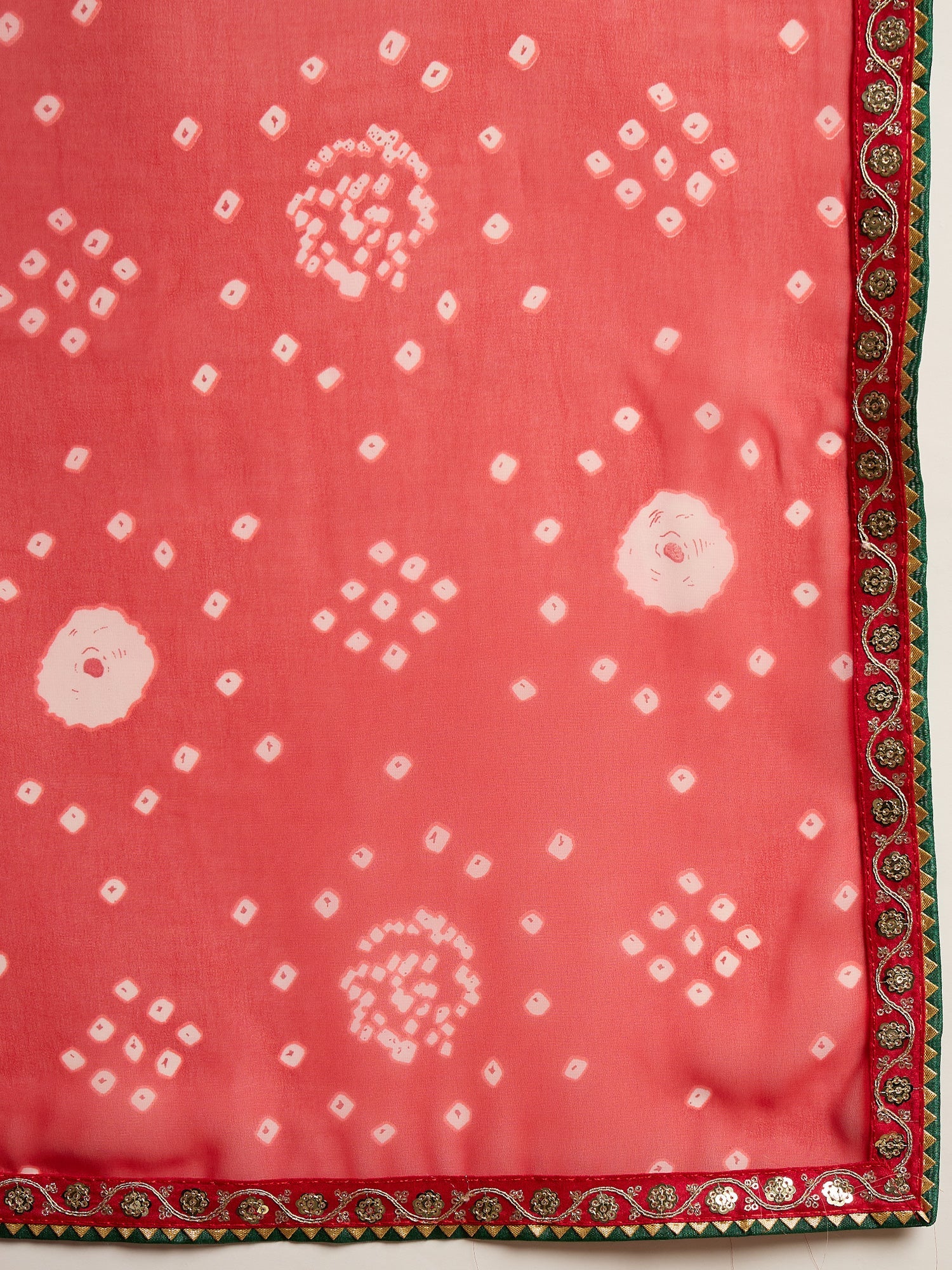 Red Georgette Bandhani Printed Saree - Ressa