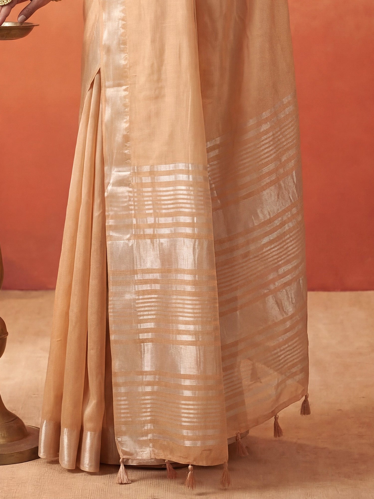 Beige Chanderi Silk Saree - Ressa