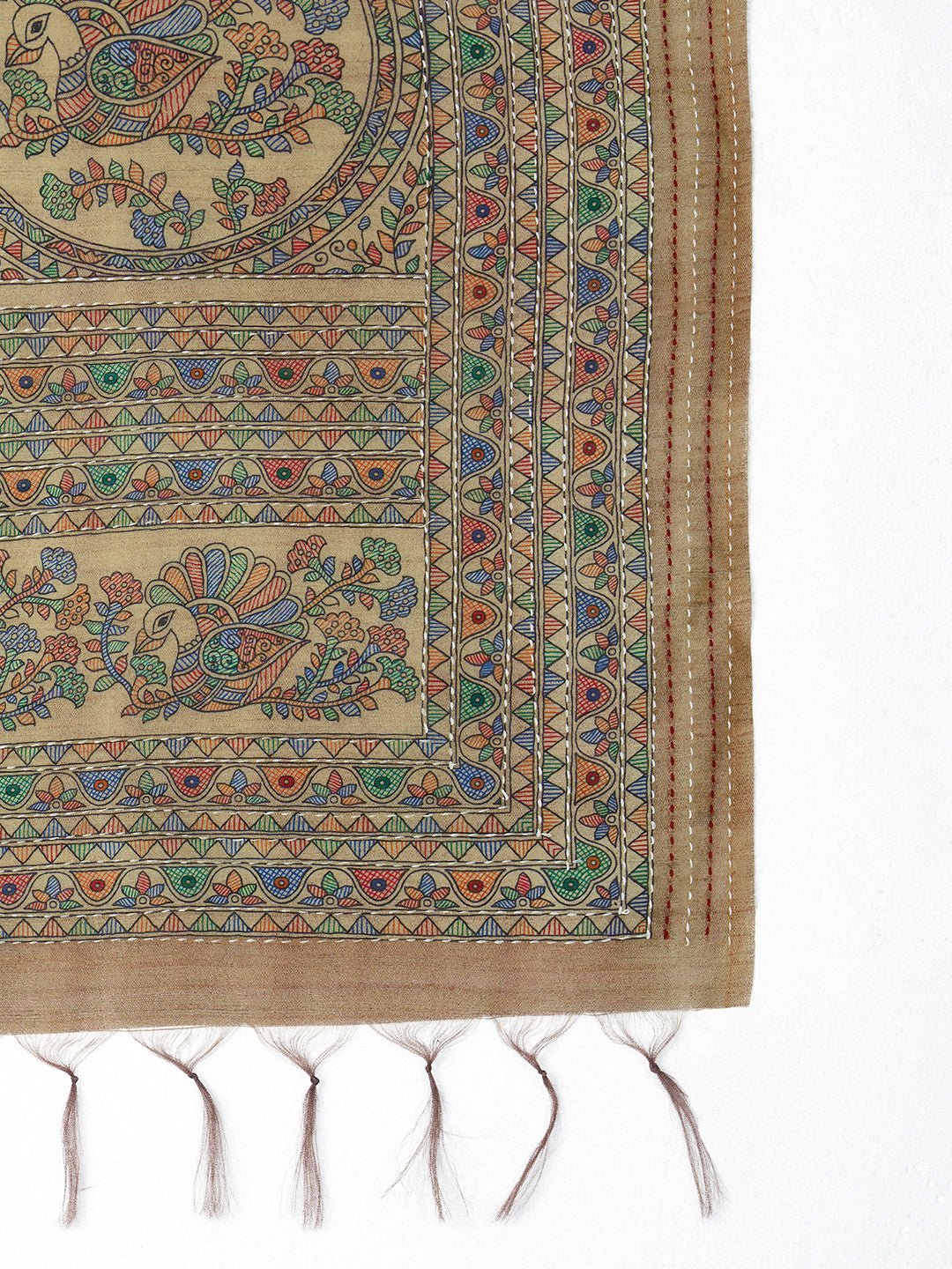 Beige Cotton Silk Kalamkari Print Saree - Ressa