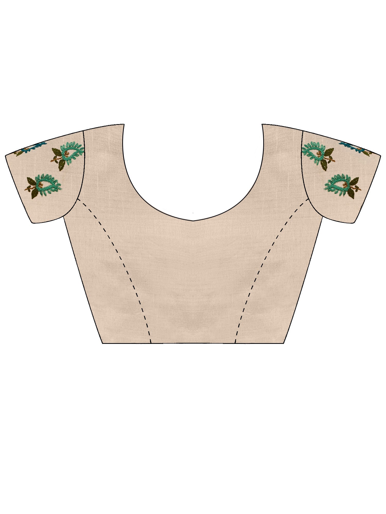Beige Cream Embrodered Tussar Silk - Ressa