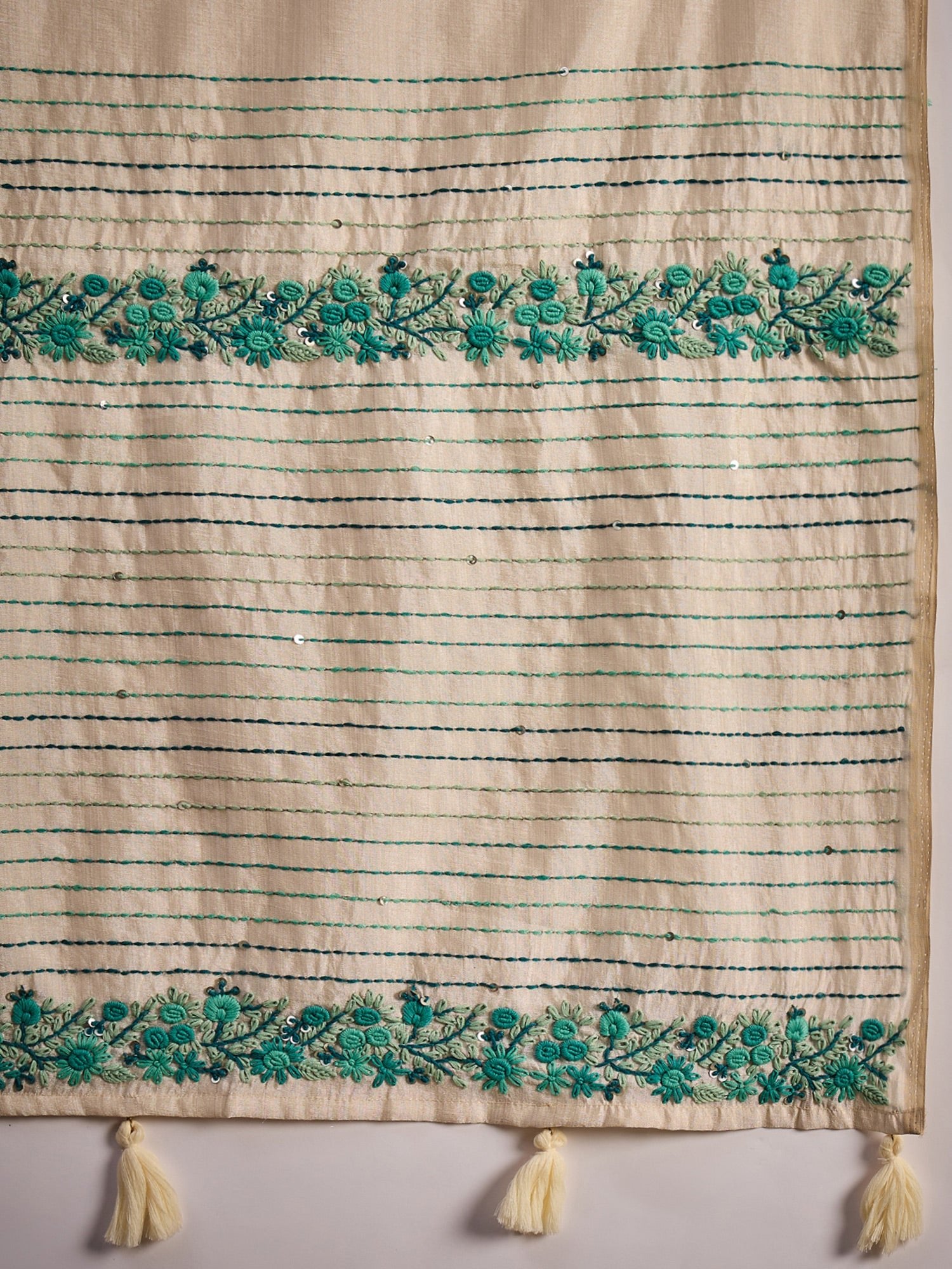 Beige Embrodered Tussar Silk Saree - Ressa