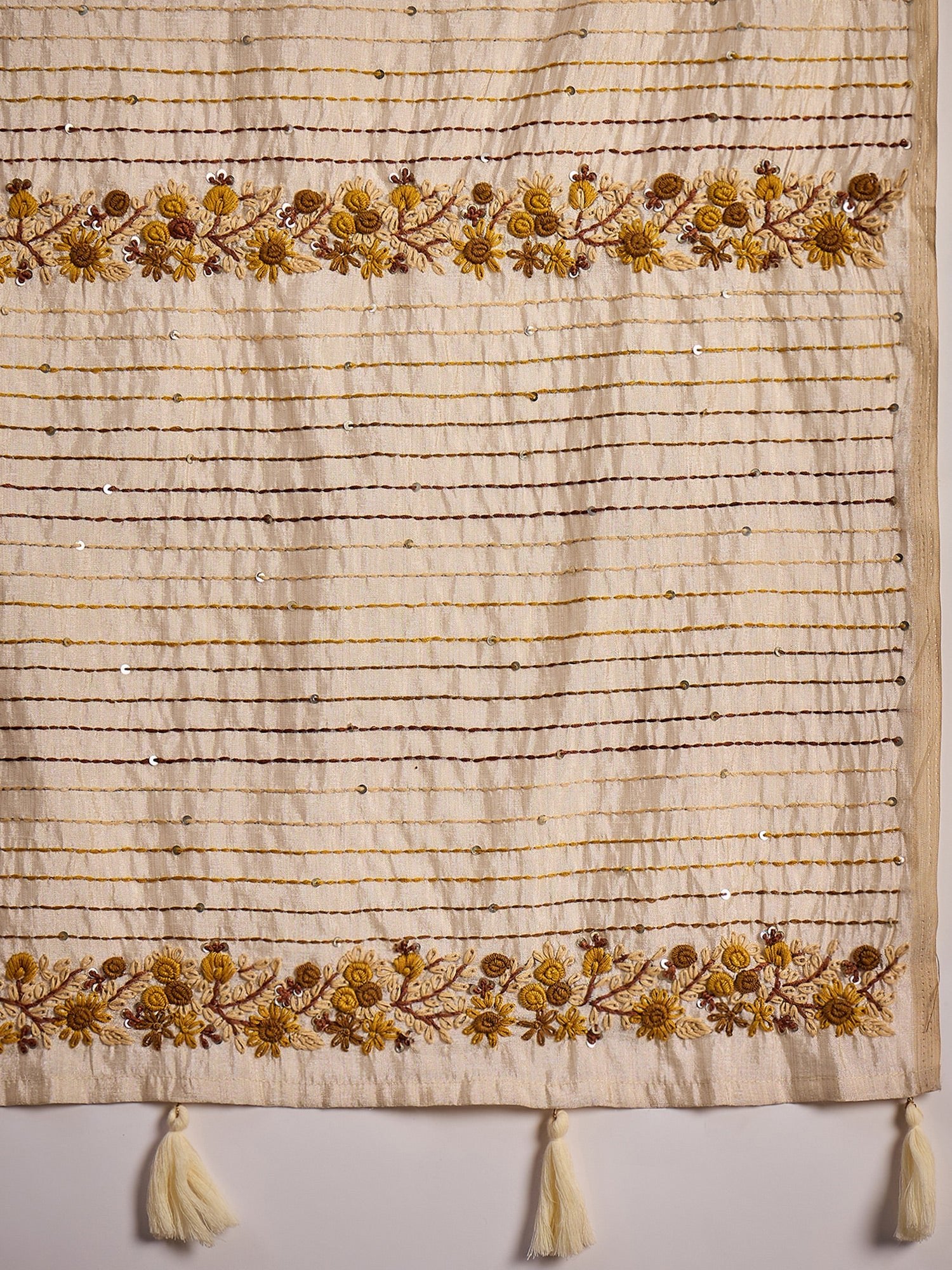 Beige embroidered Silk Saree - Ressa