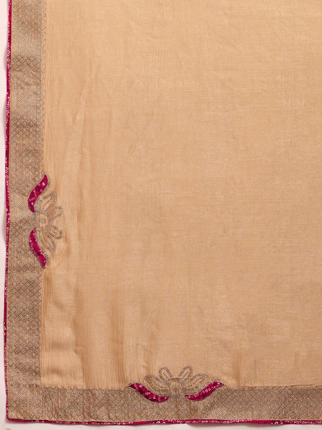 Beige Georgette Saree with Bandhani Blouse - Ressa