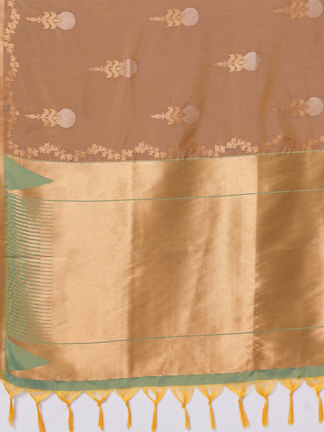 Beige Gold Banarasi Silk Saree - Ressa