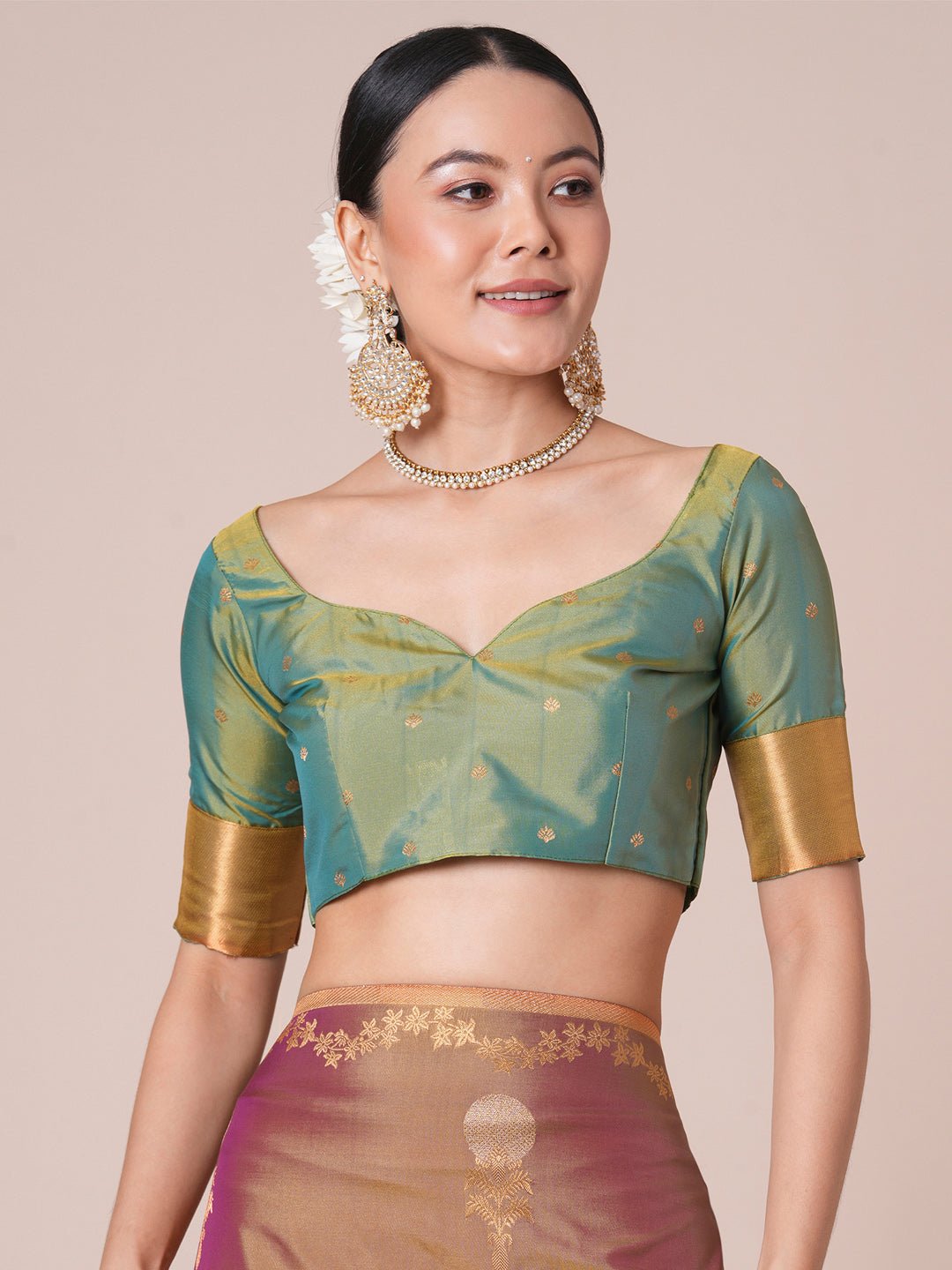 Beige Gold Banarasi Silk Saree - Ressa