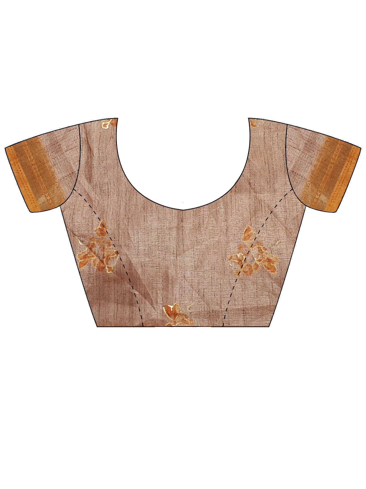 Beige & Grey Foil Print Saree - Ressa