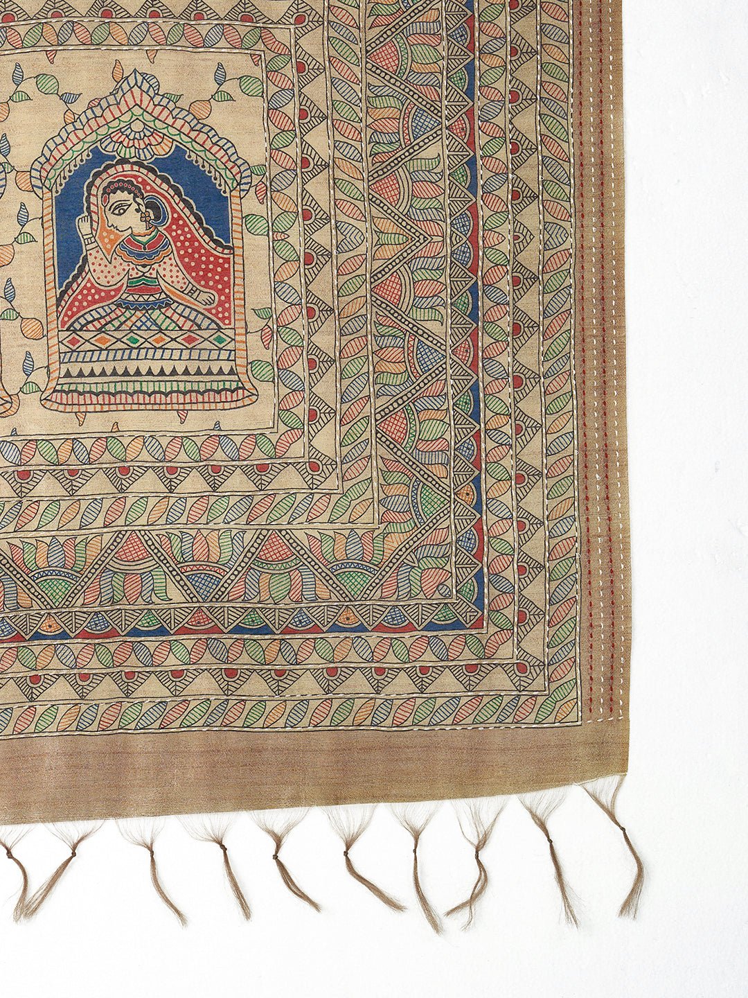 Beige Silk Blend Heritage Weaving Traditional Saree - Ressa