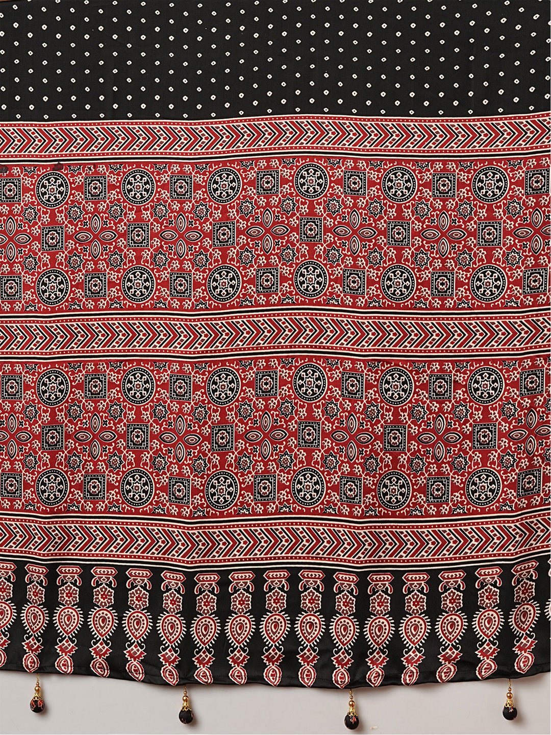 BLACK AJRAKH PRINTED CREPE SAREE - Ressa