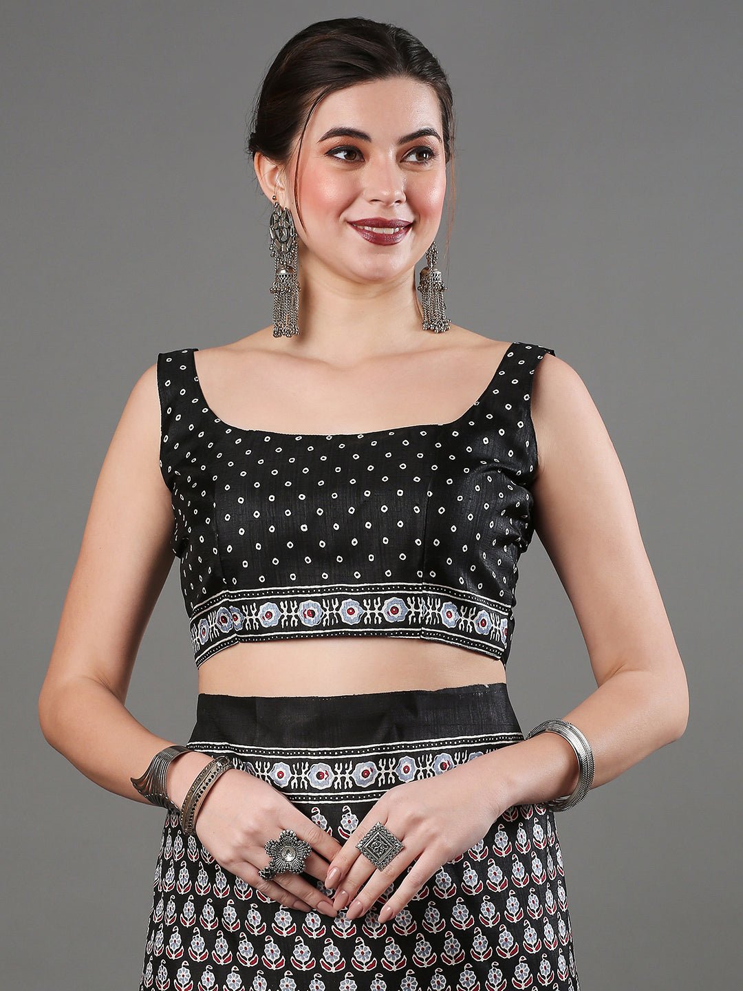 Black Bagh Block Print Cotton Saree - Ressa