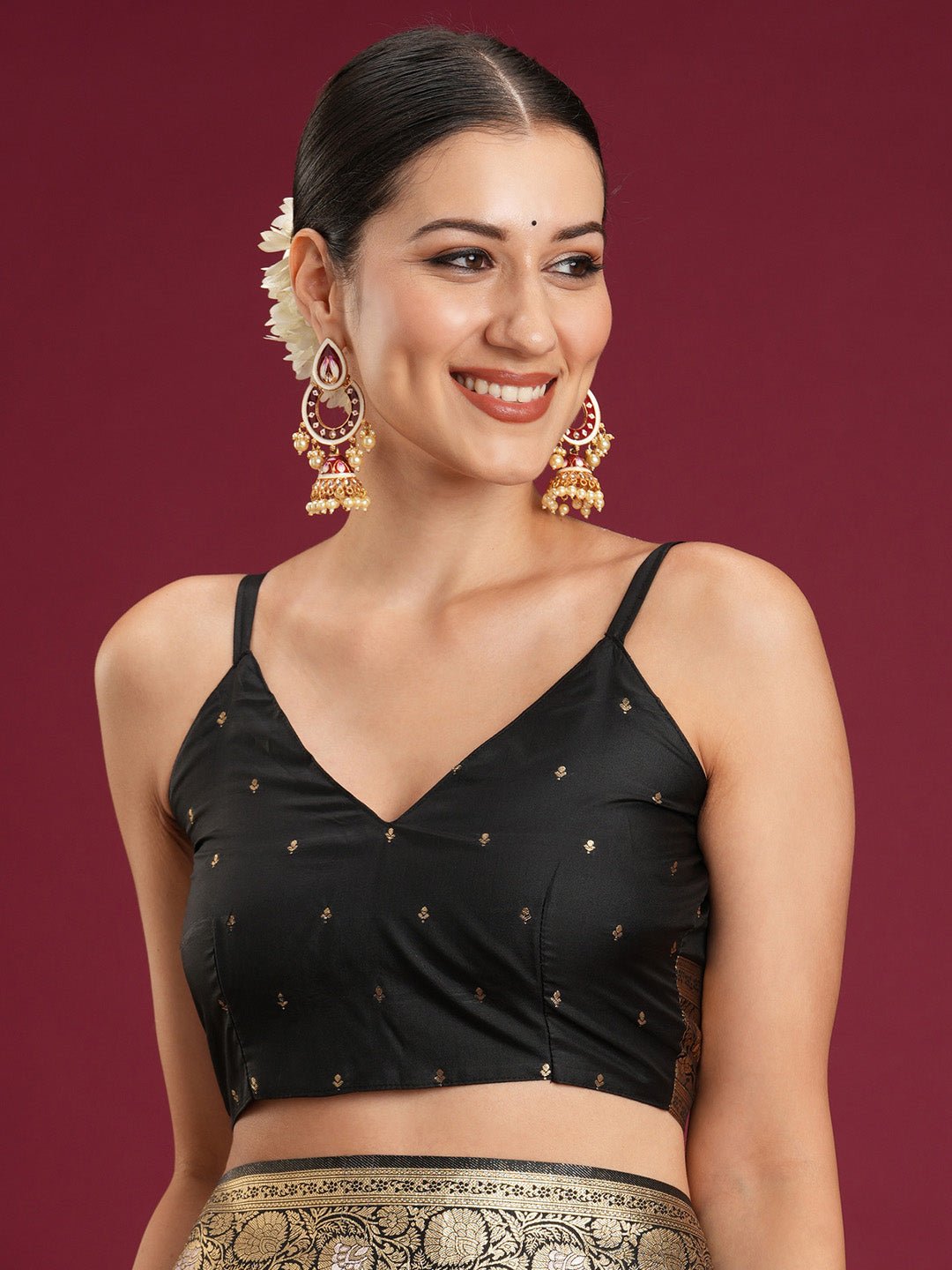 Black Banarasi Silk Saree - Ressa