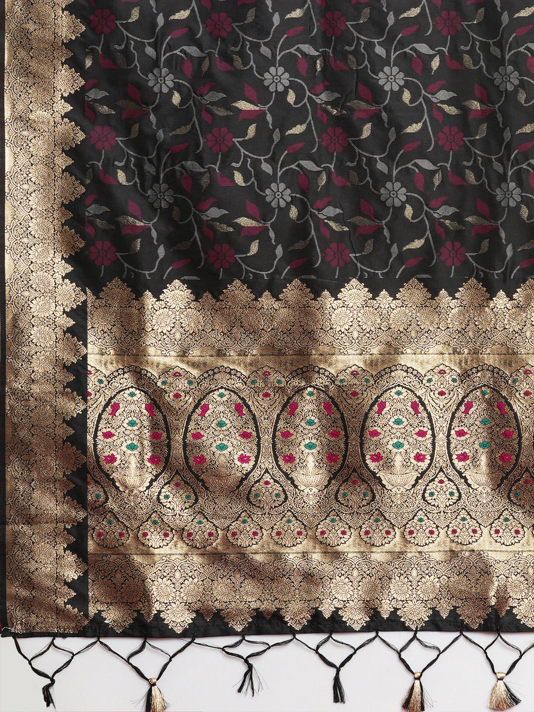 Black Banarasi Silk Saree - Ressa