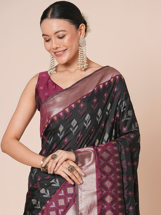 Black Banarasi Silk saree - Ressa