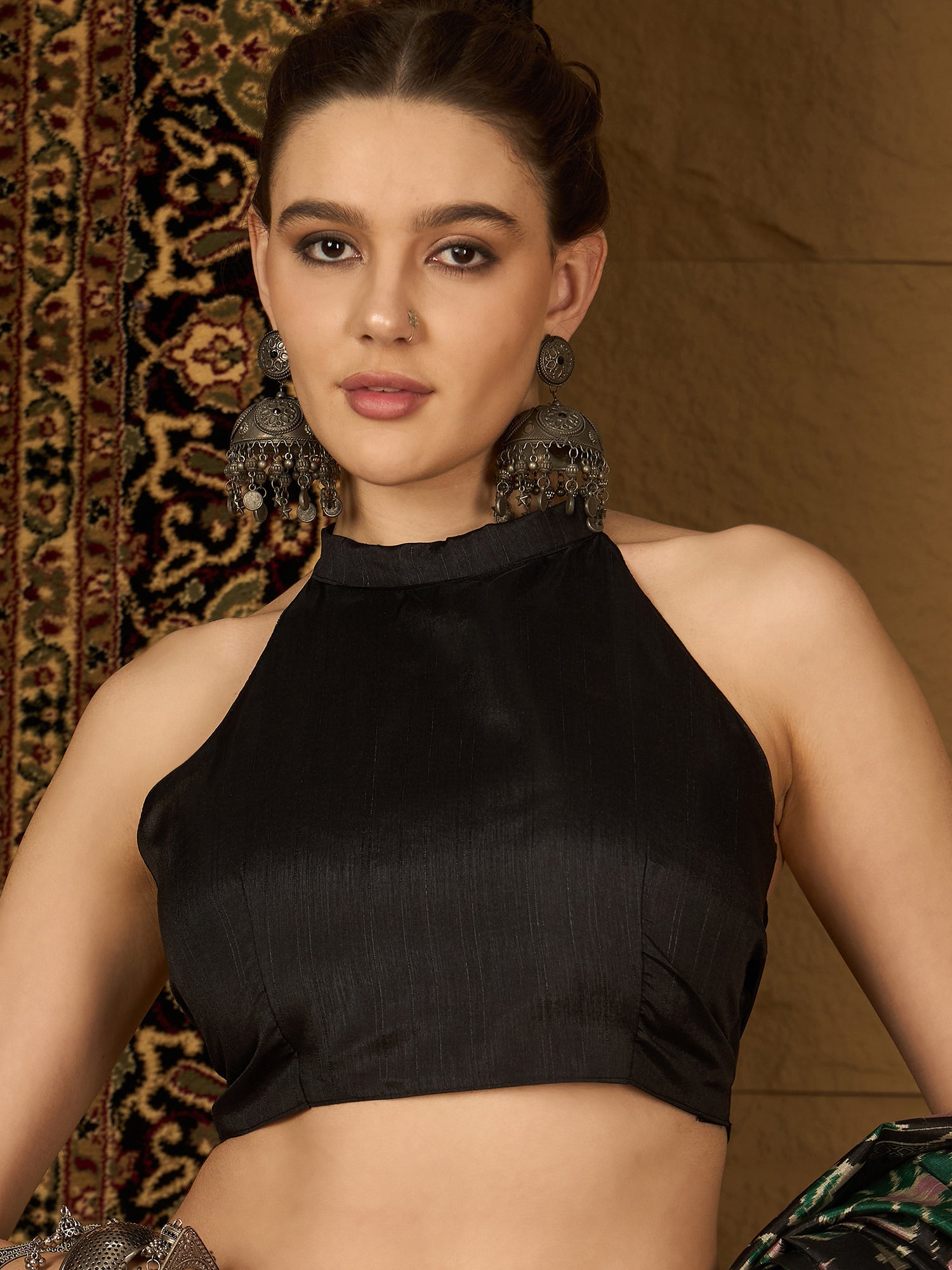 Black Bhagalpuri Ikkat Printed Saree - Ressa