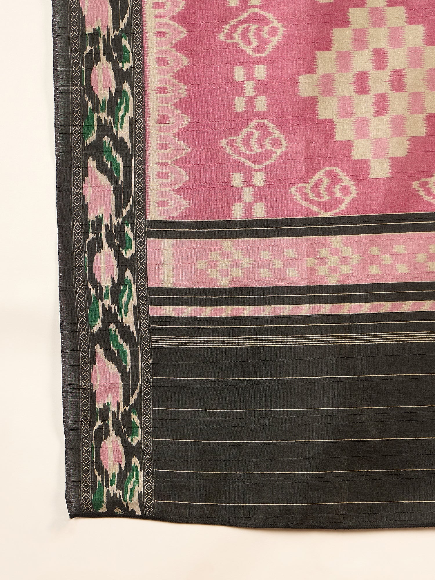 Black Bhagalpuri Ikkat Printed Saree - Ressa