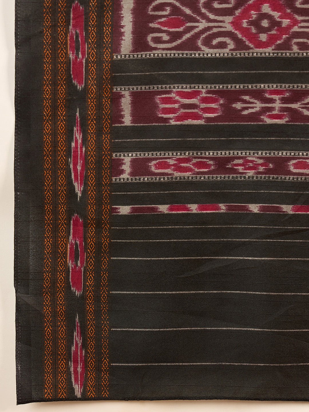 Black Bhagalpuri Silk Ikkat Printed Saree - Ressa