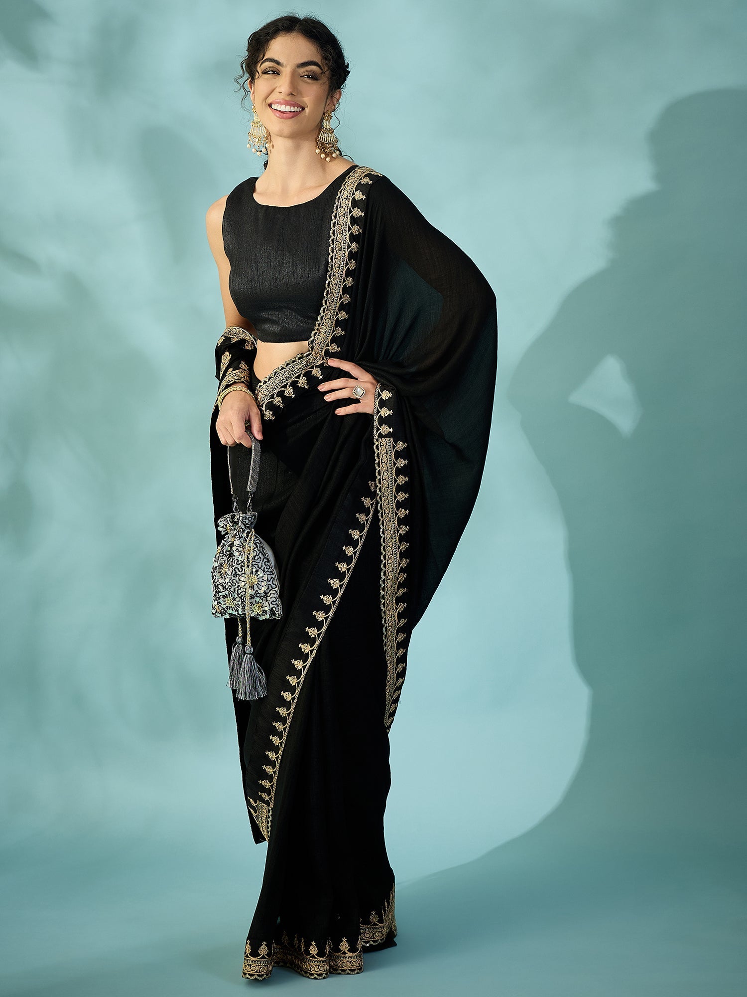 Black Chiffon-Georgette Saree - Ressa
