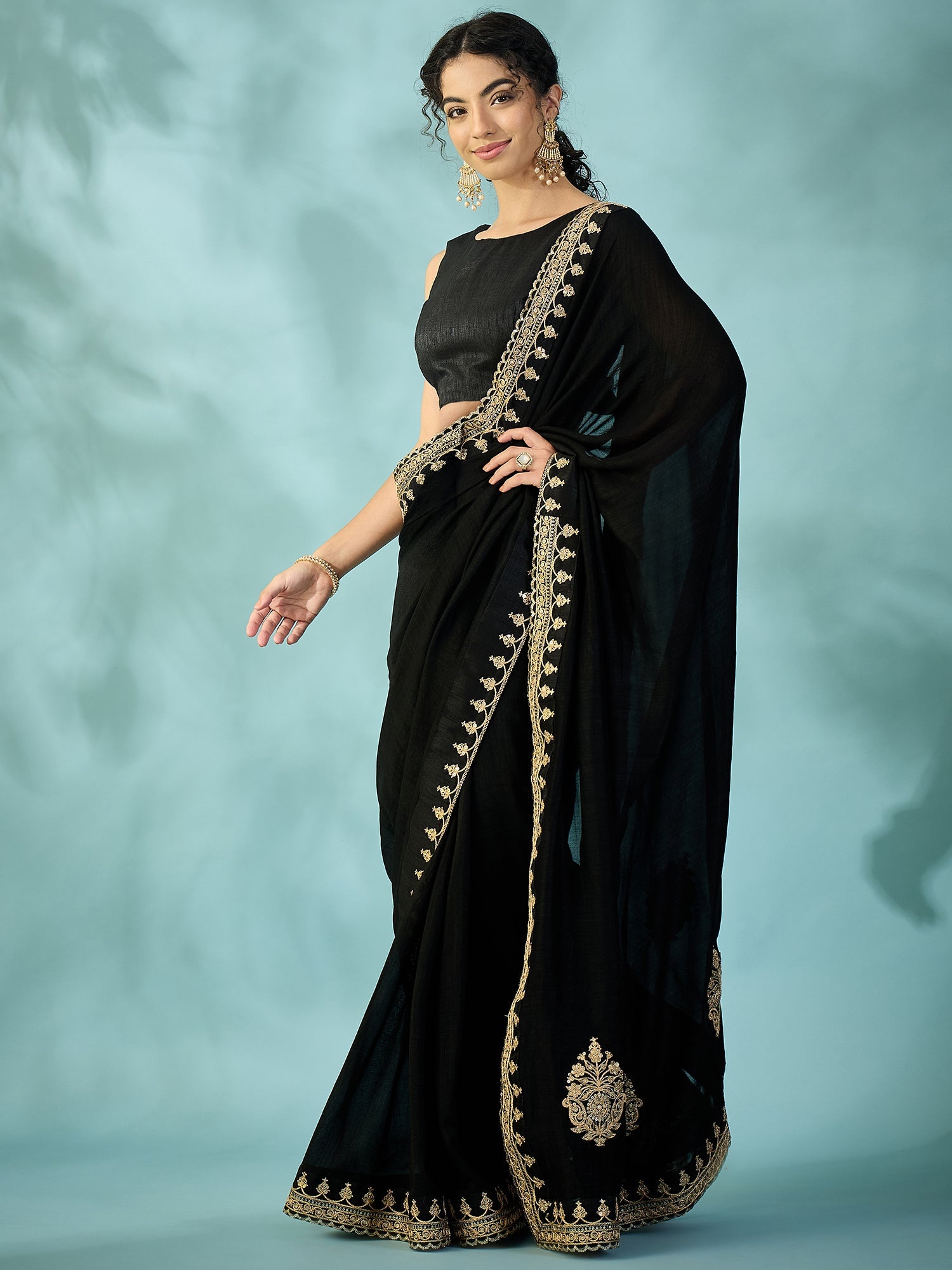Black Chiffon-Georgette Saree - Ressa