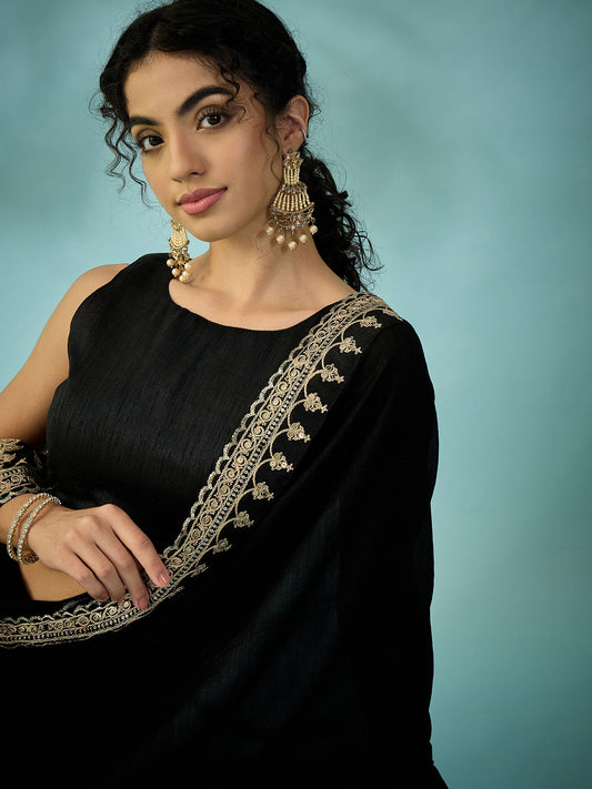 Black Chiffon-Georgette Saree - Ressa