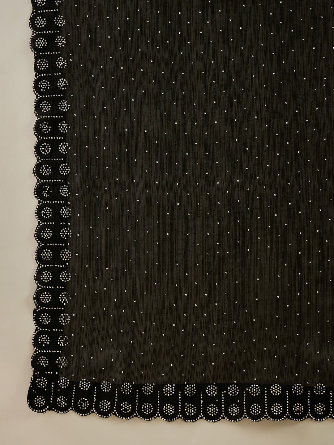 Black Chiffon Saree with Silver Mukaish Sequin Work - Ressa