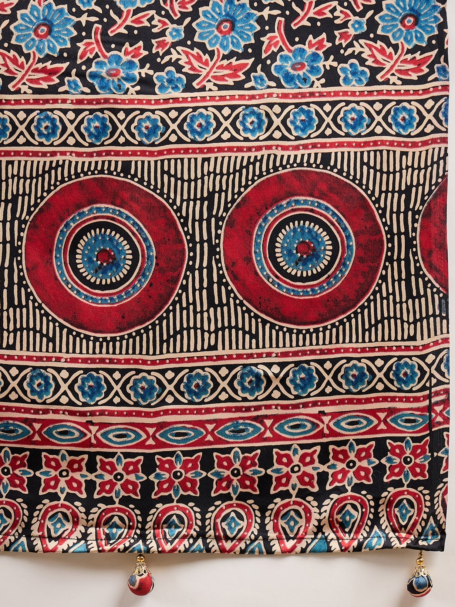 Black Crepe Ajrakh Printed Saree - Ressa