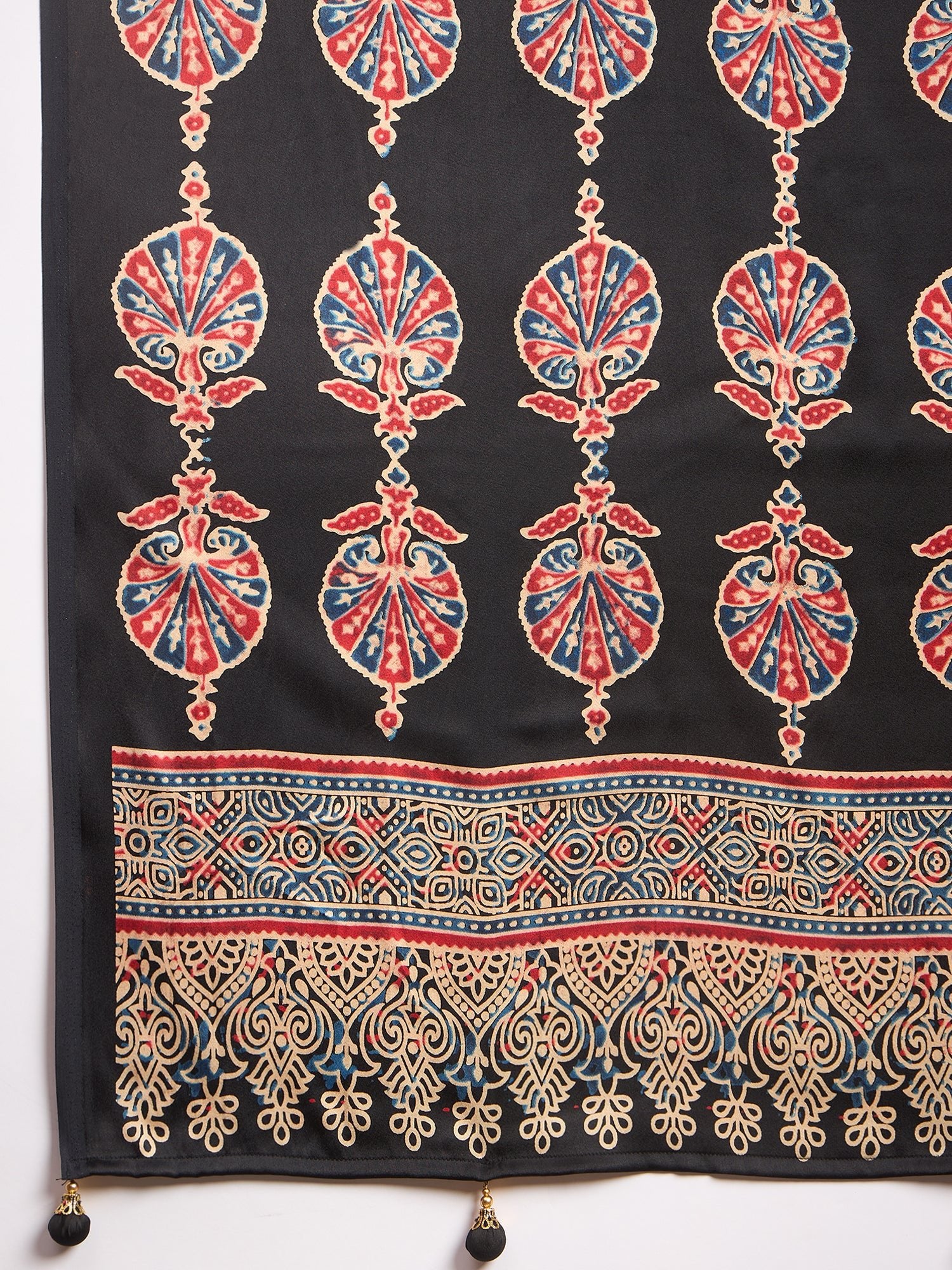 Black Crepe Polka Dot Printed Saree - Ressa
