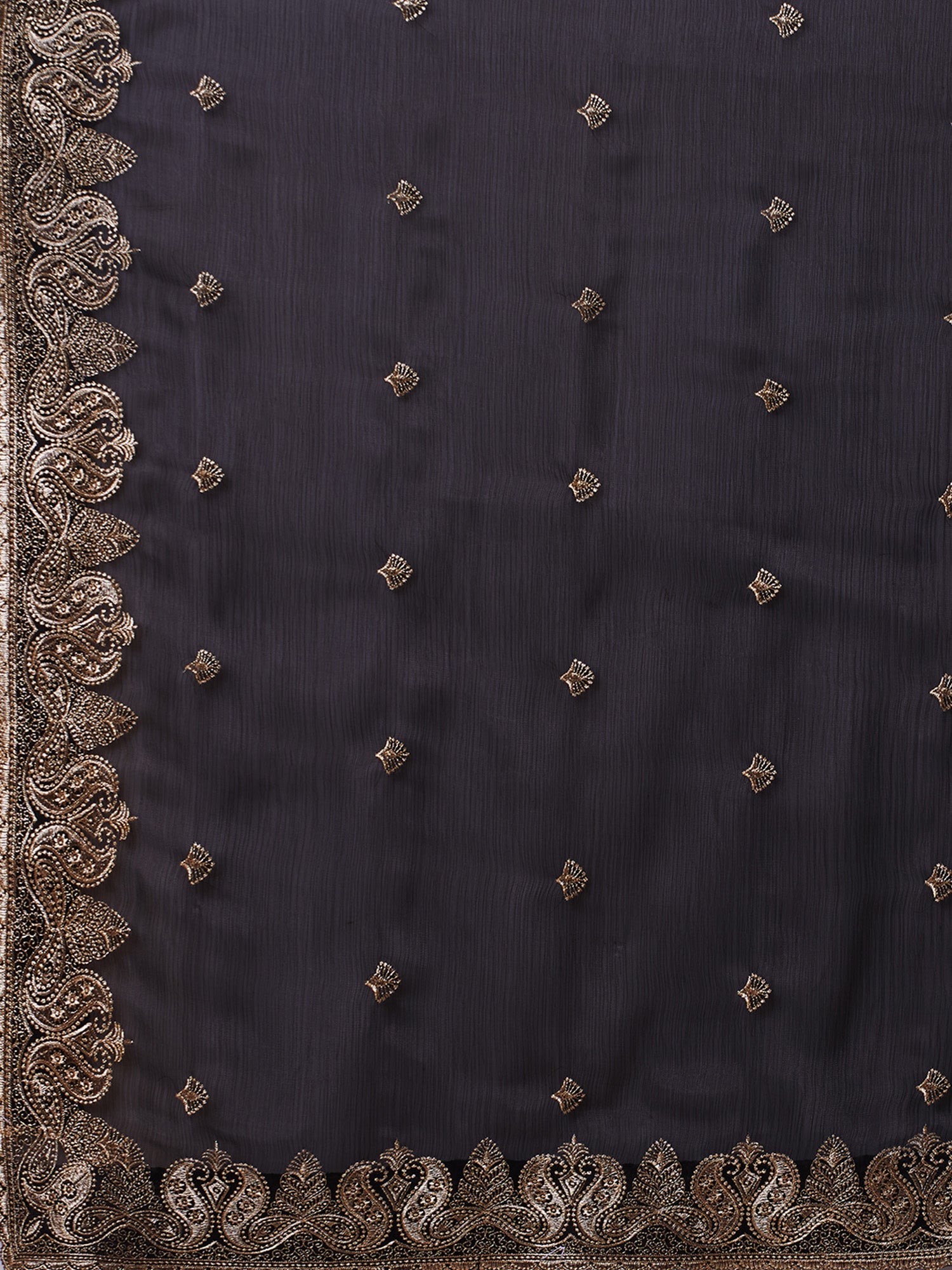 Black Embroidered Organza Saree - Ressa