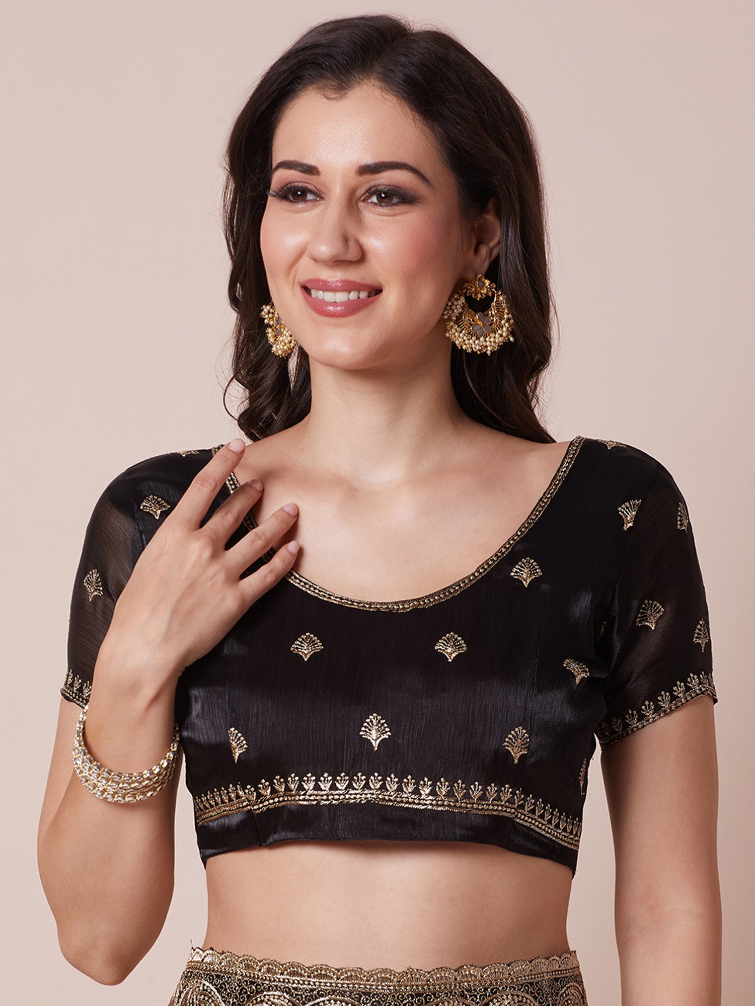Black Embroidered Organza Saree - Ressa