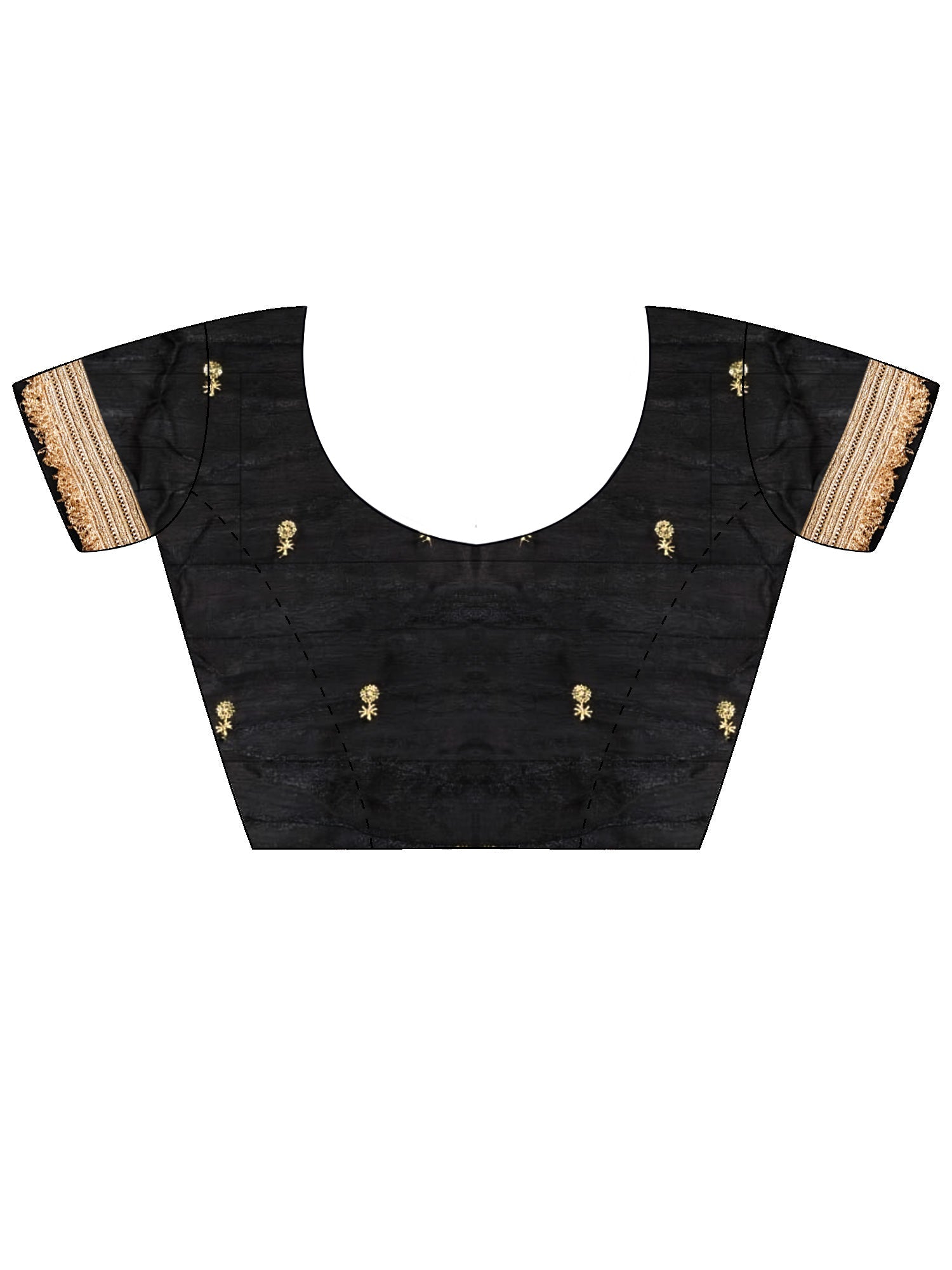 Black Embroidered Organza Saree with Heavy Zari Border - Ressa