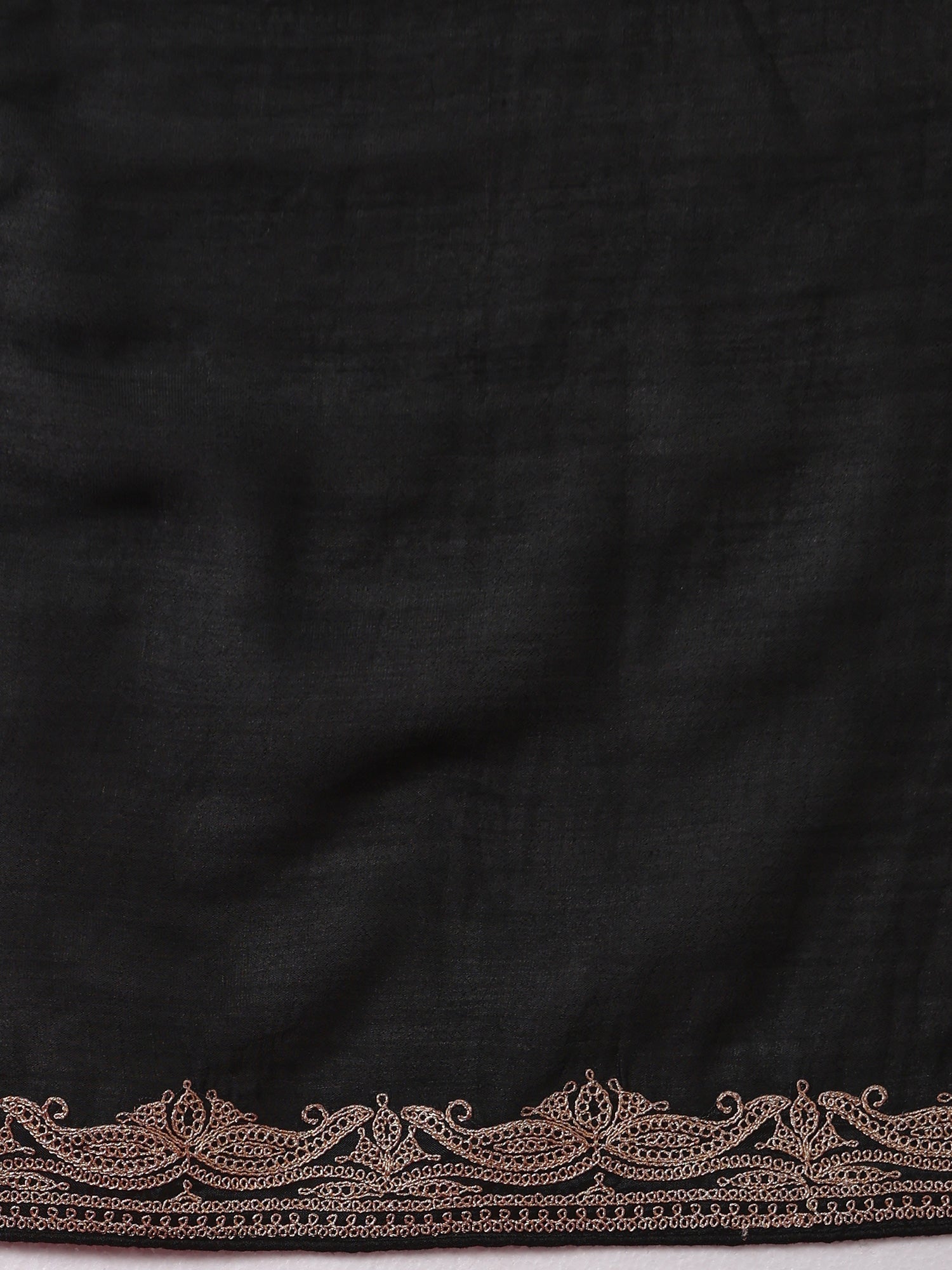 Black Embroidered Saree with Gold Zari Border | GOPI7701-RX - Ressa