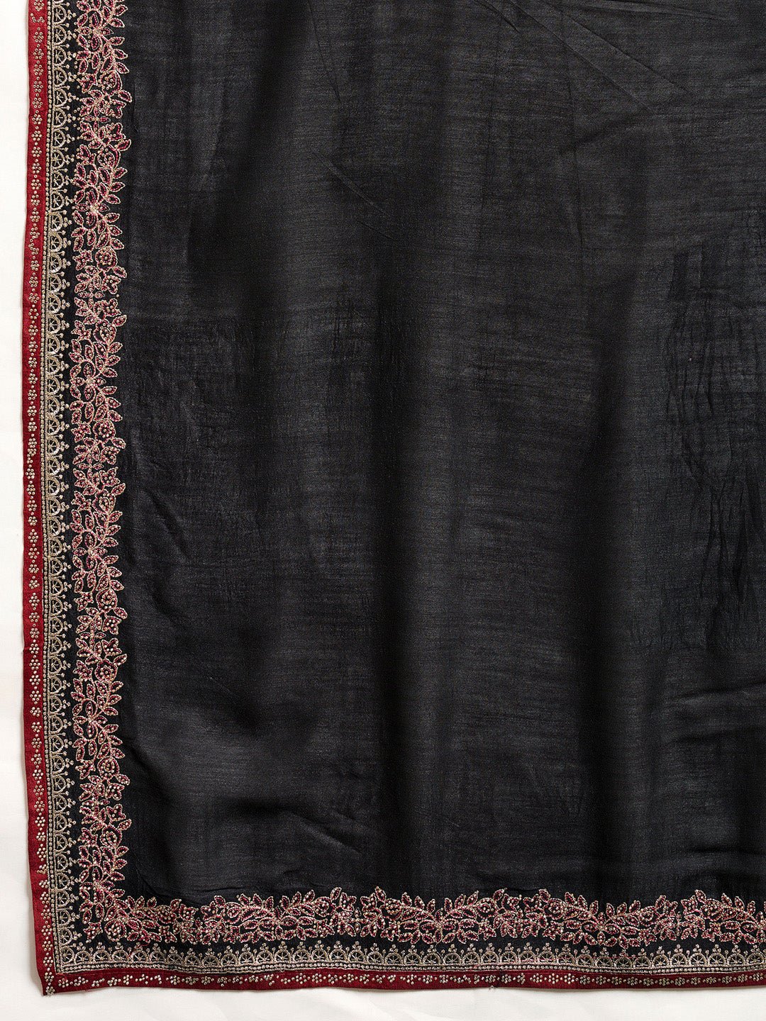 Black Embroidered Saree with Rani Blouse - Ressa